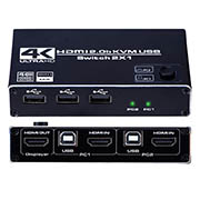 EAZY2HD HDMI 2.0b KVM USB Switch 2 Port, 2 Computers Share One Monitor 2x1,Ultra HD 4K@60Hz, HDCP 2.2
