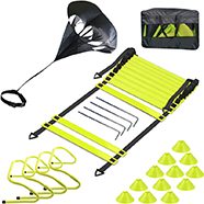 EAZY2HD Speed Agility Training Set- Agility Ladder,12 Cones, 4 Adjustable Hurdles,Parachute, Exercise Workout Equipment Boost Fitness & Increase Quick Footwork, for Soccer,Football,Track Field Train